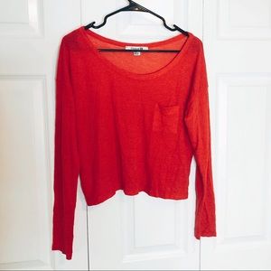 Forever 21 Red Long Sleeve Cropped Top